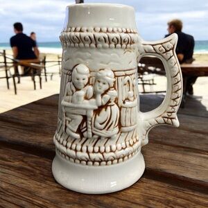 Vintage Ceramic Stein Made in Brazil #1366 White & Brown
Beer Stein
